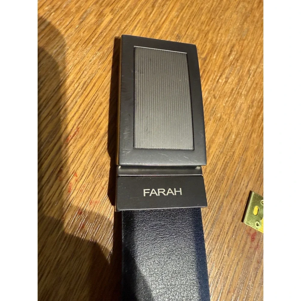 Farah Bonded Leather Ratchet Belt Black Auto Buckle Men's Size 42/105‎ Taiwan